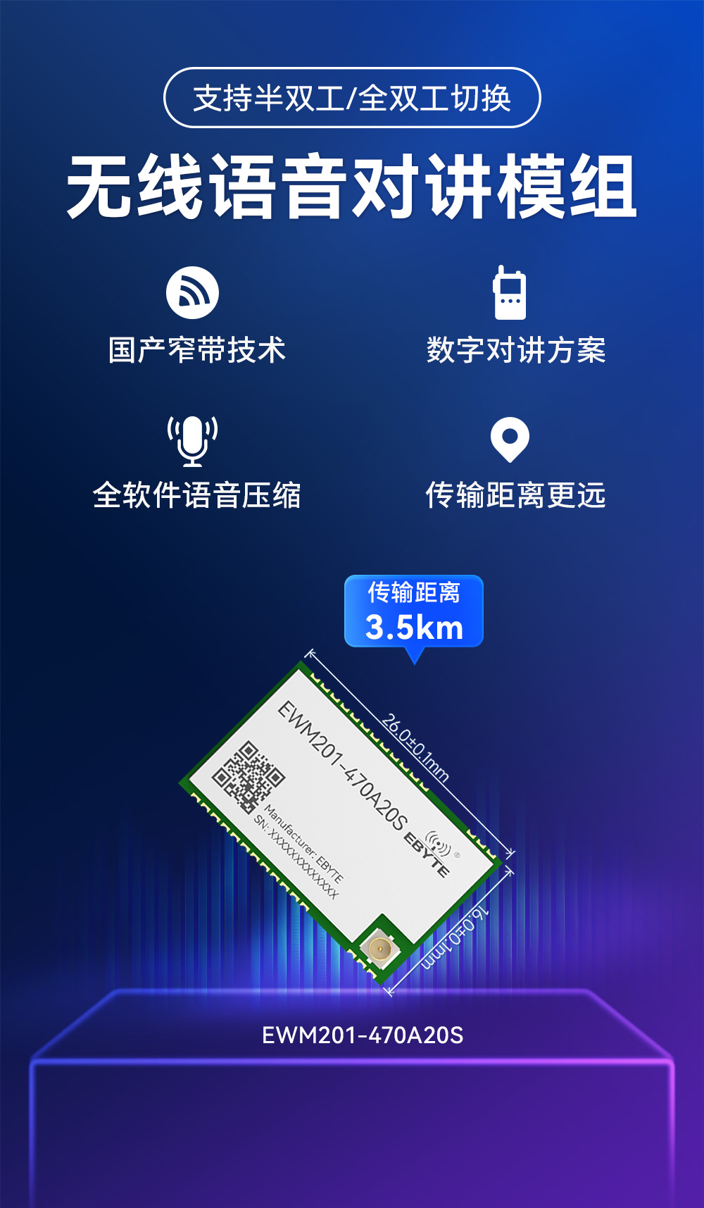 EWM201-470A20S 無線音頻對(duì)講模塊 (1)