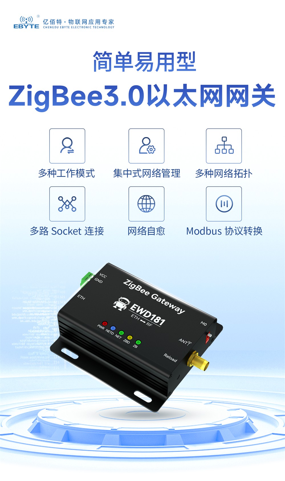 EWD181-Z20(ETH) 簡單易用型zigbee網(wǎng)關 (1)